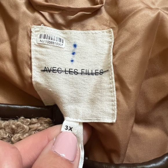 Avec Les Filles Faux Fur Toggle Coat Sherpa Shearling Brown - Picture 15 of 16